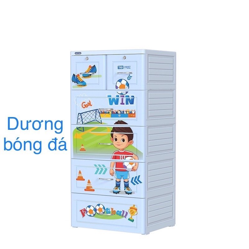 Tủ áo nhựa Trẻ em Duy Tân Tabi-L_5 ngăn_Đa sắc (Cún - Hươu)